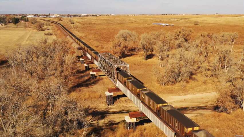 UP 2599 East Coal Load Kiowa Creek Bridge 6 Nov 2023